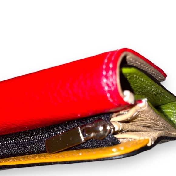 Vera Pelle Genuine Leather Multicolored Card Holder Wallet coin purse - Picture 2 of 6